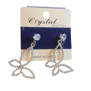 Diamond Rhinestone Butterfly Drop Earrings